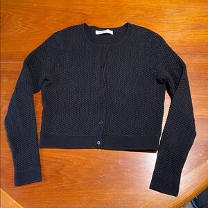 Sandro Paris black cropped cotton cardigan sweater